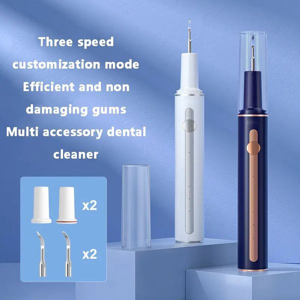 Kit de limpeza oral elétrico ultrassônico, removedor de cálculo dentário, fio dental branqueador de limpeza com cabeças de escova de dentes substituíveis, escova de dentes branqueadora à prova d'água