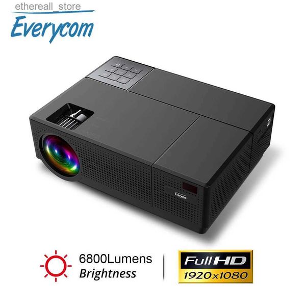 Проекторы Everycom M9 CL770 Native 1080P Full HD 4K Проектор Светодиодный проектор мультимедийной системы 6800 люмен Автоматическая трапецеидальная коррекция динамика для домашнего кинотеатра*2 Q231128