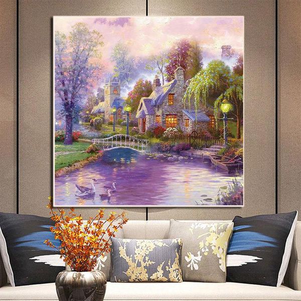 Número Paisagem House Pintura Diy por Números Kit Completo Acrílico Tintas 40*50 PAITAÇÃO POR NÚMEROS decoração para crianças Arte