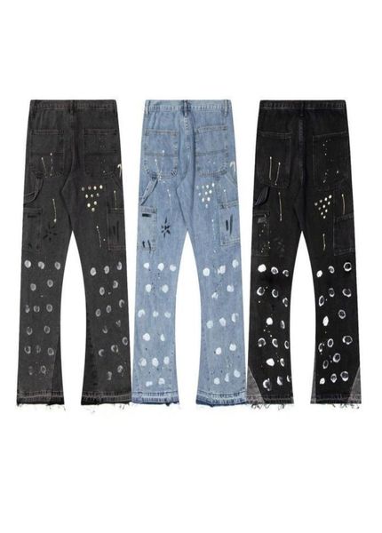 22ss GD Herrenjeans handgespritzte Tintennähte Hosen Männer Frauen lässige Schlaghose Mode Hiphop Designerjeans9694753