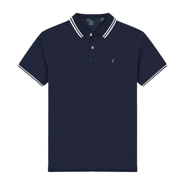 Designer s t qualidade nova camisa polo colarinho manga curta camiseta negócios casual solto masculino topo puro algodão vestido de verão