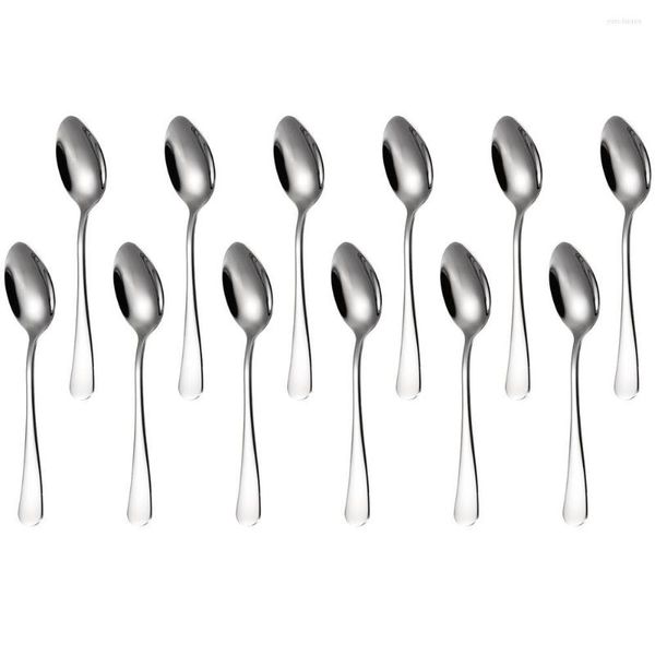 Set di stoviglie 12 pezzi 6,69 pollici Cucchiai da tavola Set Cucchiaio in acciaio inossidabile lucidato a specchio per la cucina di casa Ristorante