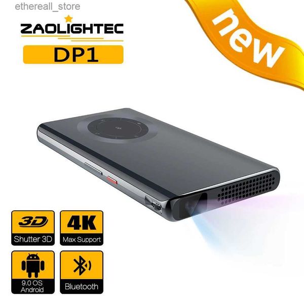 Projektoren ZAOLITGHTEC DP1 Mini tragbarer Pico Smart Android Wifi 1080P TV 4K Outdoor DLP Projektor für mobiles Smartphone 4K Kino Q231128