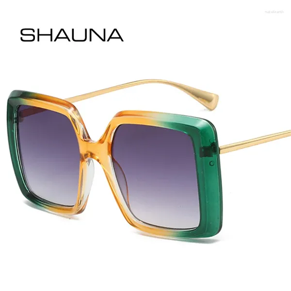 Óculos de sol SHAUNA Oversized Quadrado Dupla Cor Gradiente Mulheres Moda Tons UV400 Punk Homens Champagne Sun Óculos