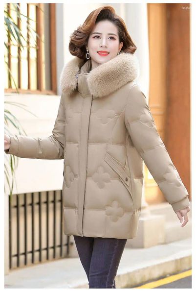 Trench da donna Cappotto invernale da donna in peluche e ispessito 2023 giacche con cappuccio caldo per Parka Mujer giacca coreana P37