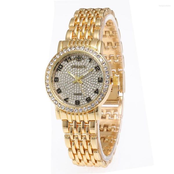 Avanadores de punho Moda Women Womens Womens Aço inoxidável Stromestone Digital Quartz Assista Alloy Casal Relógio Feminino Relógios Presente