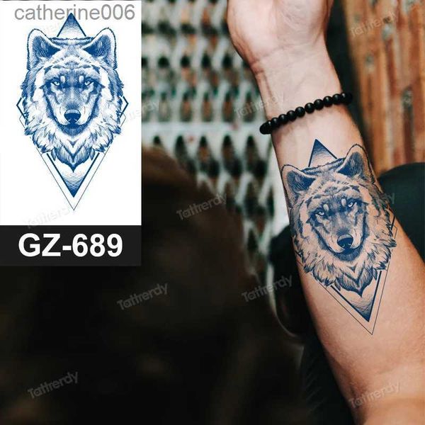 Tatuagens Desenho Colorido Adesivos 8 Pçs / Lote Atacado Herbal SemiPermanente Tatuagem Adesivo Leão Lobo Totem Suor À Prova D 'Água Duradoura Tatuagem De Ervas Transferência De ÁguaL23