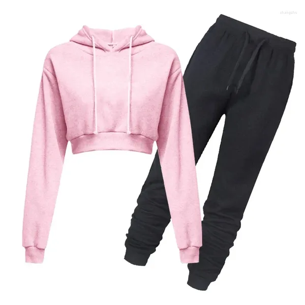 Damen Zweiteilige Hosen Mode Frauen Trainingsanzug Frühling Herbst Einfarbig Sweatshirts Und Casual 2 Set Mit Kapuze Sport Damen Jogginganzug 2XL