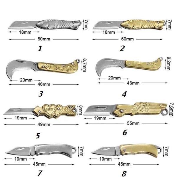 Mini coltello multiuso retrattile Coltello portachiavi in ottone tascabile Utensile da taglio portatile Mini portachiavi multifunzione