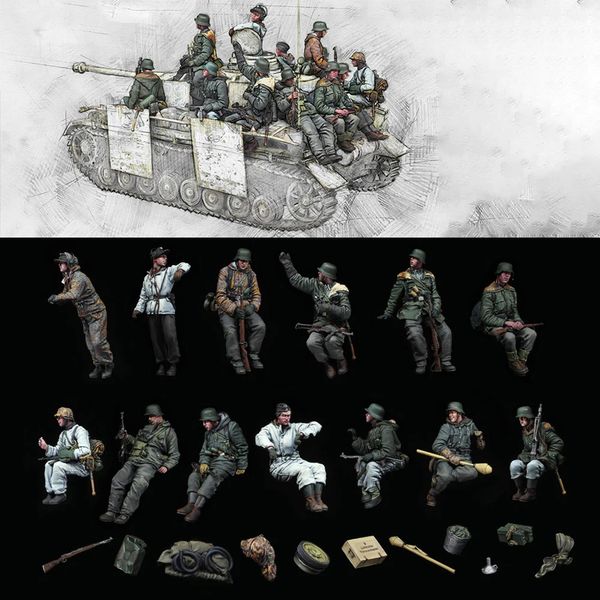 Askeri Figürler 1/35 Reçine Model Şekil Kitleri GK 13 PEOPLENO tankmiliter teması ve boyasız354c 231127