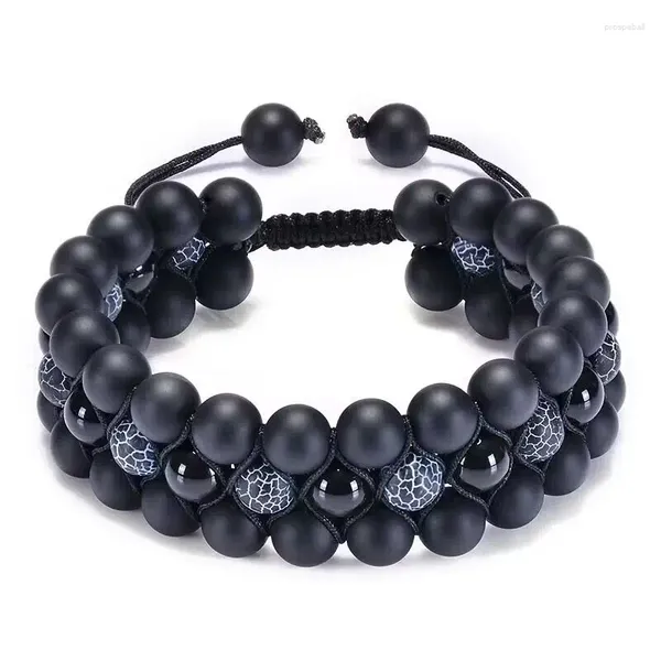 Braccialetti con ciondoli Bracciale da uomo con diffusore di olio essenziale in pietra lavica a triplo strato, chakra, yoga, guarigione, perline di pietre preziose naturali, ansia