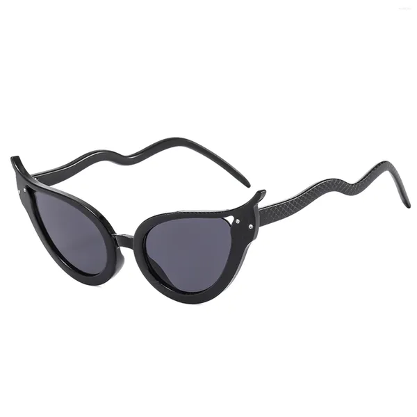 Sonnenbrille Retro Cat Eye Serpentine für Frauen Stilvolle einzigartige Schlange gewellte Bügel Neuheit Brillen