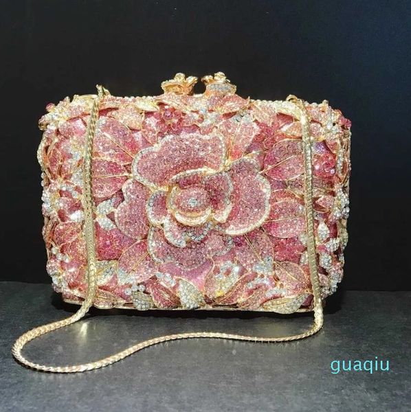 Designer-Flower Crystal Wedding Bridal Clutch Purse Women's Dinner Party Cocktail Borse Diamond Bags