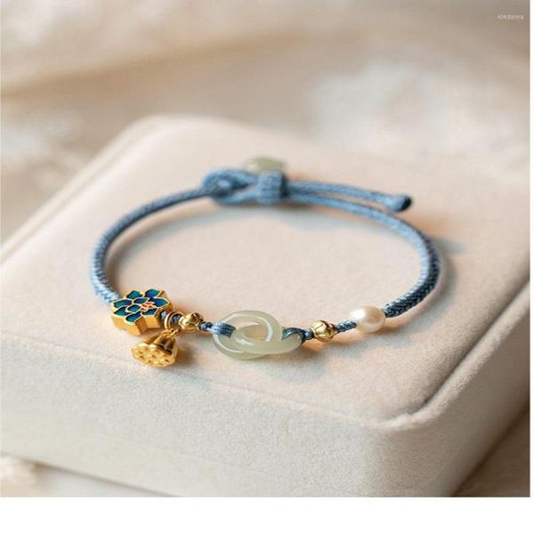 Bettelarmbänder Sommer doppelseitiges PingAn-Schnallenarmband Mädchen-Nischen-Design ineinandergreifende geflochtene Lotus-Perle