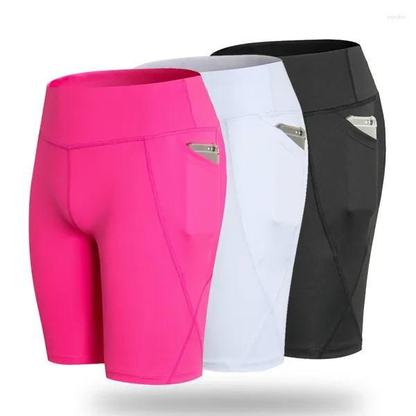 Pantaloncini da corsa Donna Palestra Vita alta Sollevamento Push Up Leggings sportivi stretti Tasca per telefono Jogging Fitness Yoga Pilato Ragazze