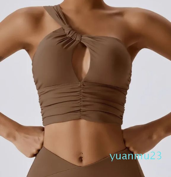Abbigliamento da yoga Reggiseno sportivo da donna Spalla sexy obliqua Top aderente da palestra Push abiti da fitness da corsa alti