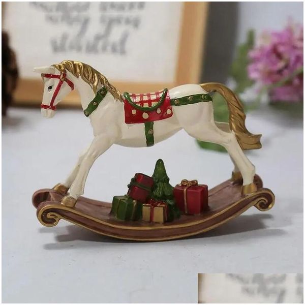 Decorações de Natal Pintadas Ornamentos de Cavalo de Balanço para Fontes de Festa Decoração de Casa Ano 2023 Navidad 231018 Drop Delivery Gard Dhpu8