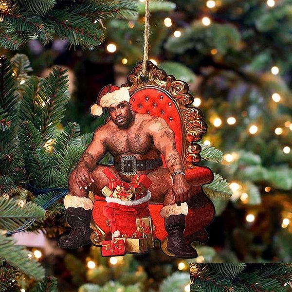 Decorações de Natal de madeira Mr Barry Wood Meme Árvore de Natal Pingente engraçado pendurado ornamento casa ano gota entrega jardim parte festiva dhruh