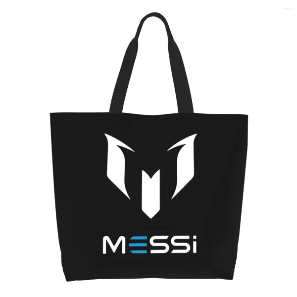 Sacos de compras messed futebol mercearia bonito impresso lona shopper tote bolsa de ombro grande capacidade durável bolsa de futebol