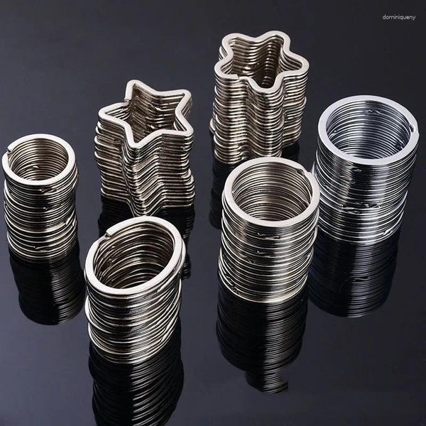 Schlüsselanhänger 10 stücke Edelstahl Herz Runde Schlüsselanhänger Metall Kreis Oval Split Ring Schlüssel DIY Ketten Zubehör Großhandel