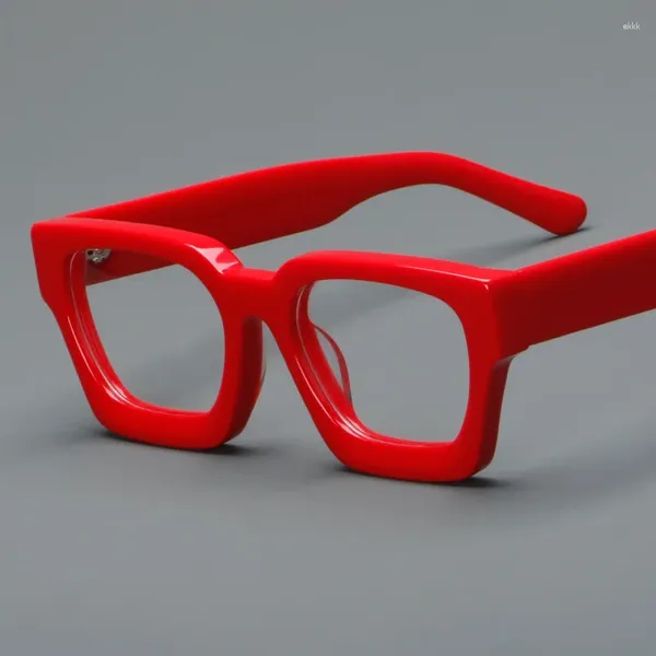Солнцезащитные очки, винтажные ацетатные очки для близорукости, мужские толстые красные очки в оправе, мужские и женские очки по рецепту, антибликовые 0-125 175