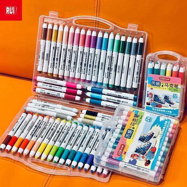 12pcs Aquarellpinsel 12-48 Farben Lackmarker Stifte Set Acryl Kindermarker für Stoff Rock Keramik Leinwand DIY Kartenherstellung Künstlerbedarf P230427