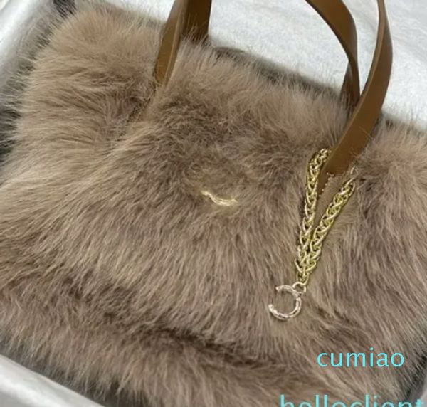 Mulheres Designer Fofo Imitação De Pele De Coelho Bolsa Macia Tote Com Alça Superior De Couro Gold Metal Hardware Bolsas De Noite Princesa Bolsa De Ombro Bolsa De Luxo