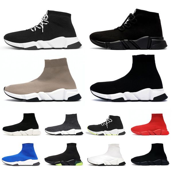 Sock Shoes Designer Socks Running Shoes para Mens Womens Lace Up All Black Clearsole Branco Rosa Cheio Vermelho Bege Mulher Treinadores Sapatilhas Dghate