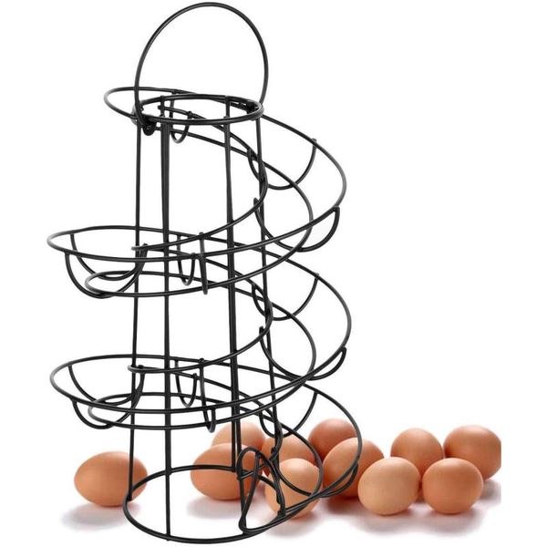 Organizzazione Scaffale moderno per ricovero per uova in metallo 24 uova Scaffale da cucina per ripiano per uova Scaffale per organizer per uova Forniture per la cucina di casa Scaffale per rulli di stoccaggio a spirale