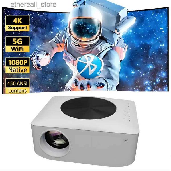 Проекторы Новый мини-проектор с большим экраном Y2 Smart WIFI ЖК-светодиодный домашний кинотеатр Портативный беспроводной 3000 люмен 4K Android USB-видеопроектор Q231128