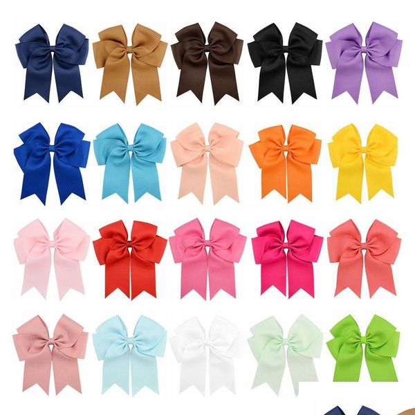 Haarschmuck Haarschmuck Großhandel 6 große Cheer Bow Baby Girl Solid Ribbon Bows mit Alligator Clip Handmade Girls Cheerlead Dhmrj