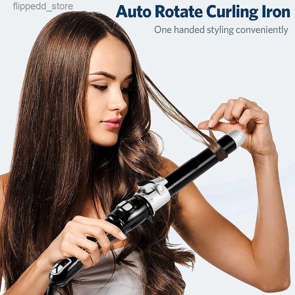 Curling Irons Automático Curling Iron Cabelo Curler Wand Curl 1 Polegada Rotating Magic Hair Curling Roller Titanium Auto Hair Wave Styler Q231128