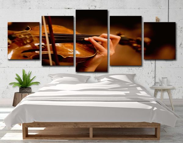 Картины на холсте, домашний декор, настенное искусство, 5 шт., картины на скрипке для гостиной, HD принты, музыкальные инструменты, плакаты1467517