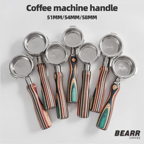 Инструменты BEARR, цветная деревянная бездонная ручка, итальянская кофемашина, 51 мм, 54 мм, 58 мм, фильтры для ручки кофемашины
