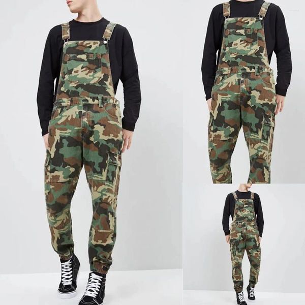 Männer Hosen Camouflage Jeans Herbst Herren Overalls 2023 Männer Casual Lose Lange Denim Splice Gerade Strampler Plus Größe