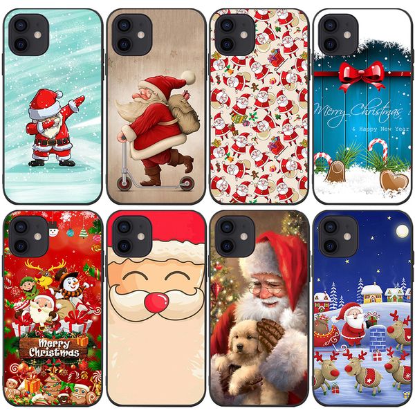 Cartoon Weihnachten Weihnachtsmann Rentier Baum Weiche Silikon Handyhülle für iPhone 15 14 11 12 13 Pro Max 14Plus Cover Geschenk