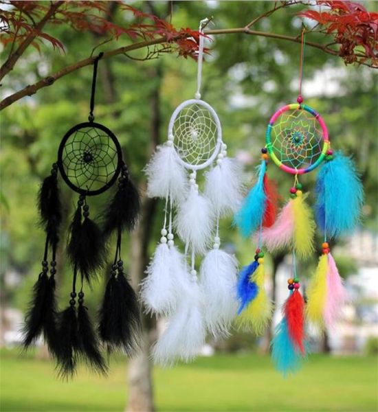 В целом 1PCS Dreamcatcher India Style Style Dermade Dream Catcher Net с перьями с ветряными звонками висит Carft 2124 v21619663