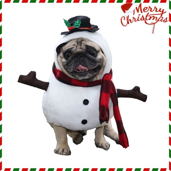 Vestuário para cães Boneco de neve COS Pet Costume Dog Cat Christmas Dress-up Adequado para ambos os pequenos animais de estimação Bonito Peruca Fontes de festa e acessórios 231124