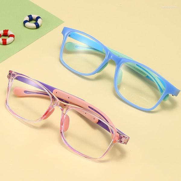 Óculos de sol Quadro quadrado Kid Anti-azu-azul óculos TR90 Retro Ultra Eyeglasses Mirror de garotas de menina de menina de menina