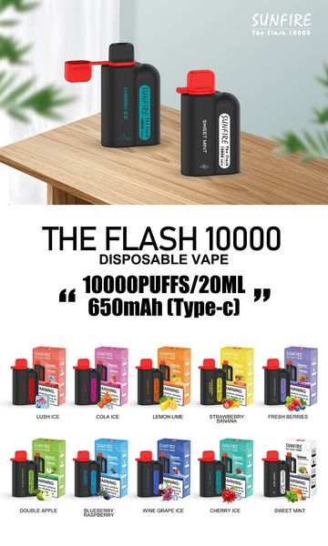 Top 1 fábrica direta por atacado Sunfire nova caixa de vapes descartáveis 8000 9000 10000 12000 15000 Pufos 10k Cigarro eletrônico 6mg de alta qualidade 20ml e-liquid 10 sabores