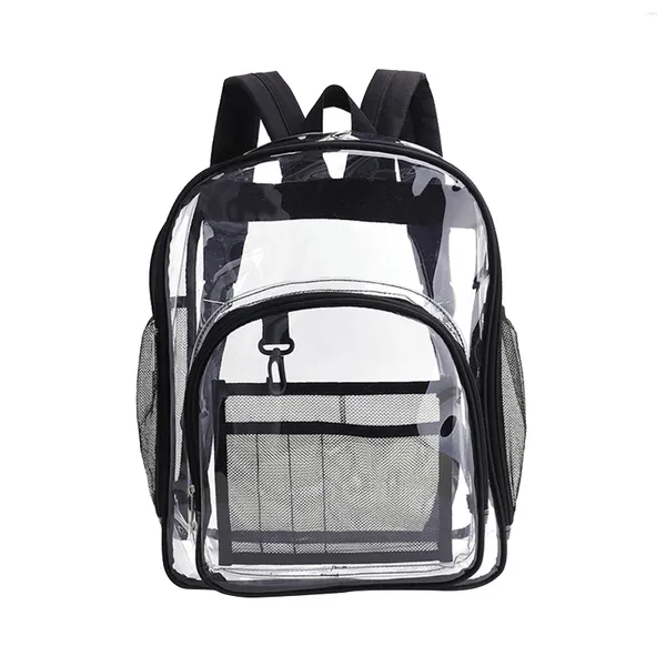 Rucksack aus PVC, wasserdicht, für Herren und Damen, transparent, für Studenten, Doppelreißverschluss, bequem, für Schule, Reisen, große Kapazität, robust, transparent