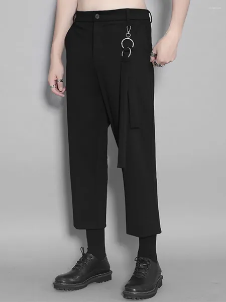 Tute da uomo Autunno Scuro Personalità Ciondolo a catena Molto semplice Tinta unita Pantaloni eleganti casual Uomo britannico a nove punte