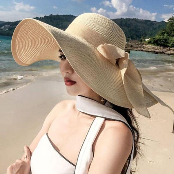 Wide Brim Hats Damenhut Sommer Strand Big Straw Seaside Sun Travel Panama Schutzfilz UPF 50 Visier 2023