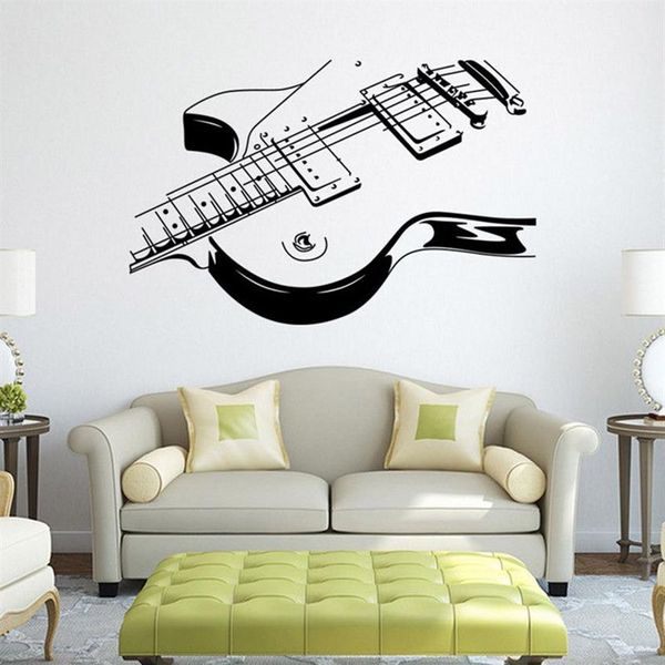 Kreative Gitarre Wandaufkleber Kinderzimmer Dekorative Wandbilder Persönlichkeit Kunst Aufkleber PVC DIY Vinyl Persönlichkeit Wandtattoo249i