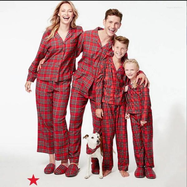 Indumenti da notte da donna Pigiama genitore-figlio Set Autunno/Inverno Lungo Flanella di cotone Abito caldo Simpatico plaid allentato Stampa Abbigliamento per il tempo libero per la famiglia