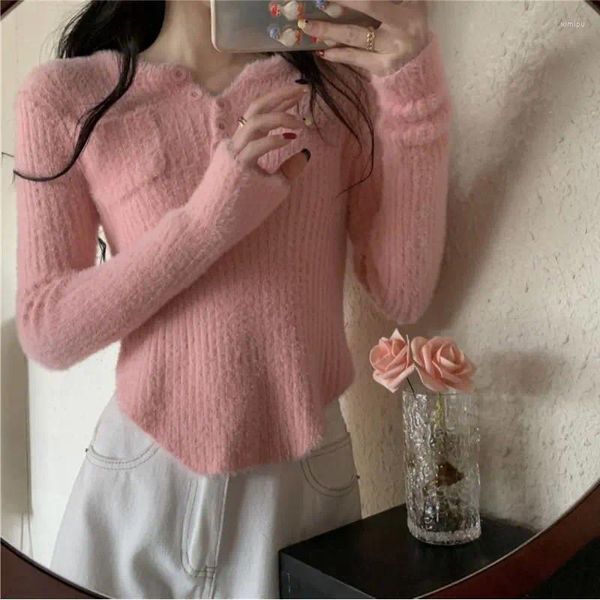 Maglioni da donna Fluffy Pullover Donna Accogliente Bello Solido Sciolto Ritagliato Caldo Inverno Design Studenti Dolce 5 Colori Stile coreano Harajuku