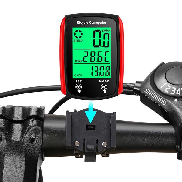 Fahrradcomputer, Fahrradcomputer, kabelgebunden, Tachometer, Kilometerzähler, Stoppuhr, Tachometer, Uhr, Fahrrad, Radfahren, Geschwindigkeitsmesser, Fahrradzubehör 231129