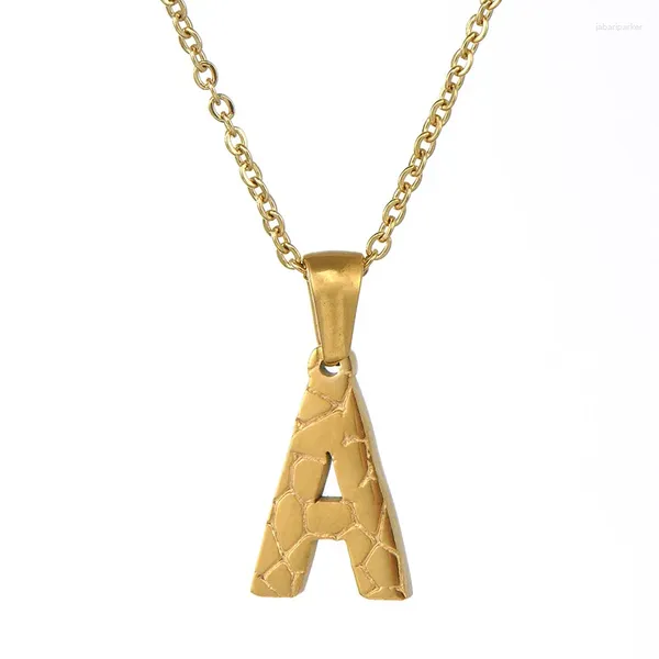 Collane con ciondolo Collana con lettera iniziale A-Z per uomo Grandi gioielli in acciaio inossidabile placcato oro 18 carati Collares Para Mujer