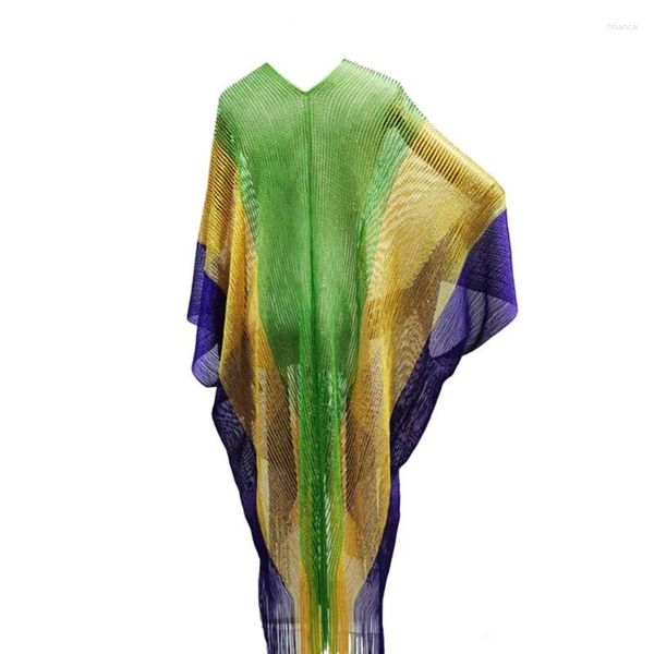 Sciarpe Donna Mardi Poncho Sciarpa abbinata ai colori con frange Scialle grande per donna