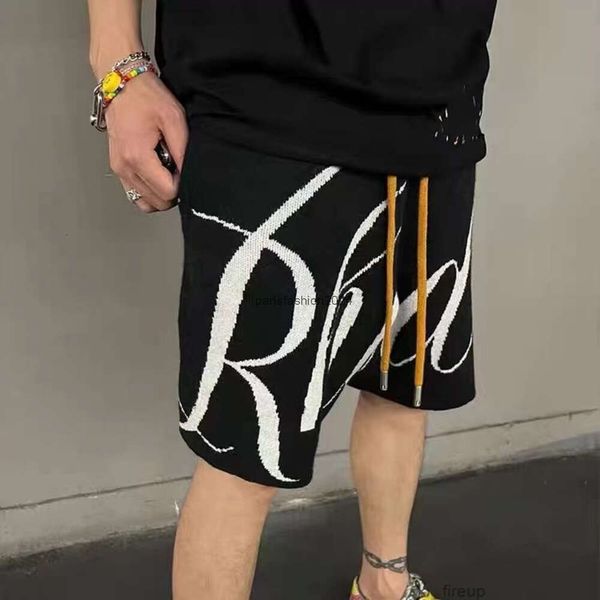 Designer-Shorts, modische Freizeitkleidung, Strandshorts, Rhude Letter Jacquard, Kordelzug, gestrickte Woll-High-Street-Shorts, lockere, lässige Caprihosen für Herren und Damen